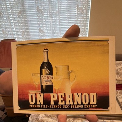 Pernod Print Advertising Poster 1957 Yellow Black Red White Vintage