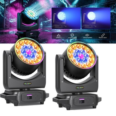 2PCS 19x20W Moving Head Beam Light  RGBW Zoom LED Wash Light DMX DJ Party Disco