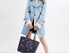 Coach Molly Tote Signature Canvas Cherry Print Navy