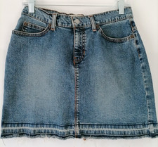 Vintage GAP Womens Stone Blue Frayed Hem Stretch Denim Mini Jean Skirt Sz 2
