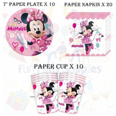 Minnie Mouse Geburtstag Party Geschirr Tasse Teller Serviette Kinder Party Deko UK