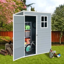5x3 FT Outdoor Resin Storage Shed Polypropylene Sheds with Window & Vents Garden