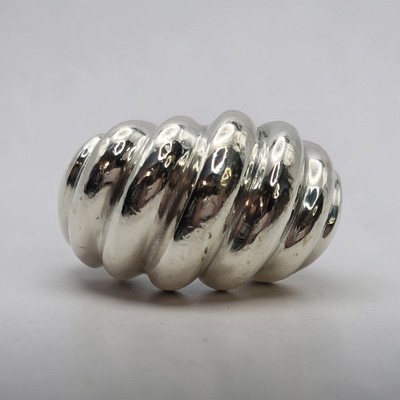  Schwerer 17g Sterling Silber 925 Grob Croissant Kuppel Garnelen Ring Größe 6 Gerippt