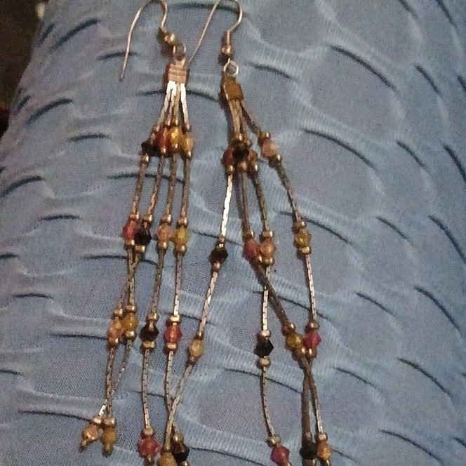 Multicolor Beaded Dangle Drop Ethnic Handmade Ear… - image 1