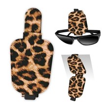 Leather Magnetic Sunglass Holder for Car Sun Visor, Cute Classic Leopard