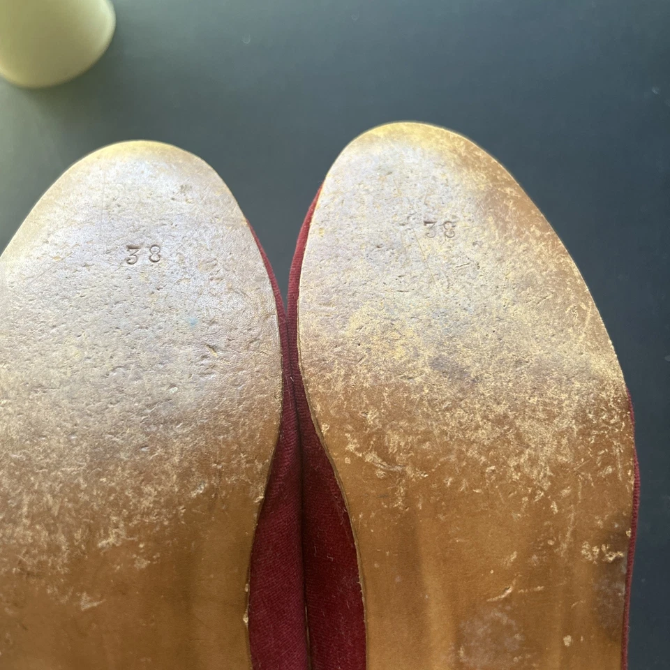 Zapatos de vestir vintage bordados de terciopelo con flores estilo hippie doen 38 rojo Foto 2 de 4
