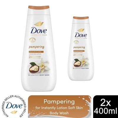 Dove Advanced Care Pampering Body Wash 24H Renewing Micromoisture, 2x400ml