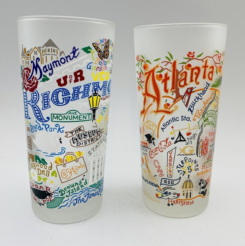 Catstudio RICHMOND And ATLANTA Frosted Highball Glasses 14 Oz Set Of 2