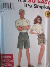 7416 Vintage Simplicity SEWING Pattern Misses Mens 7416 Shorts XS-XL FF