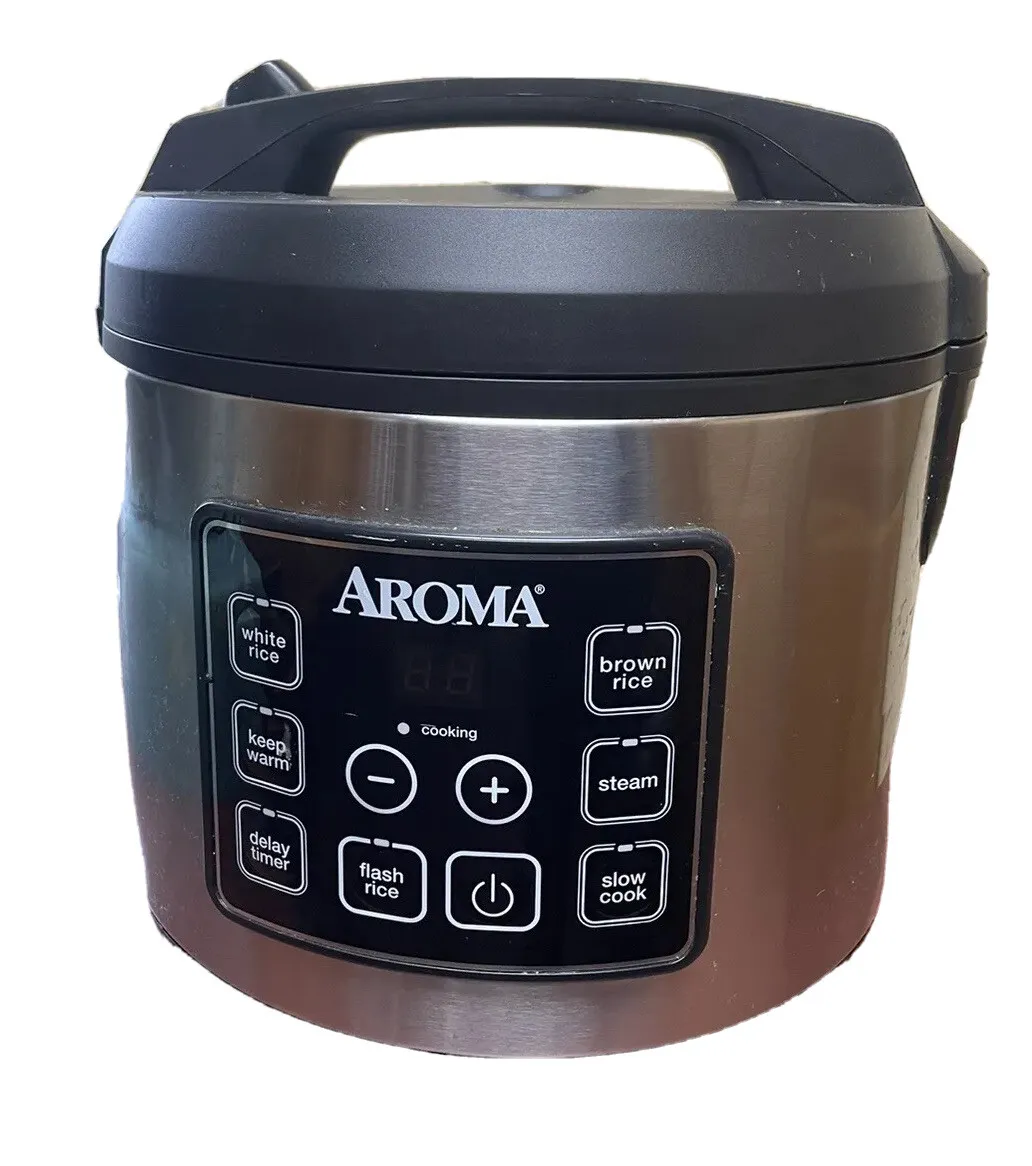 20-Cup Programmable Rice Grain Cooker Multi Functional Silver Aroma~  PreOwned
