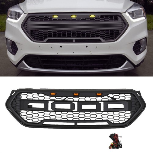 Black Front Grille Fits For Escape 2016 2017 2018 2019 Grill W/Led Light - Picture 1 of 5