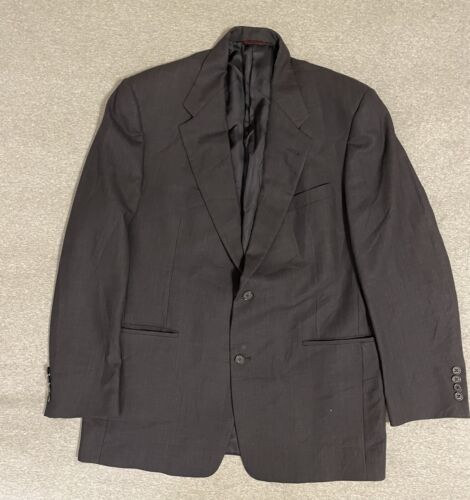 Men' 42R Hart Schaffner Marx Gray Black 100% Wool 2Btn Blazer Sport Coat Jacket