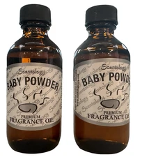 Scentolgy 2 Oz Baby Powder Bottle of 100% Pure Fragrance Oil 2 Pack- Made in USA