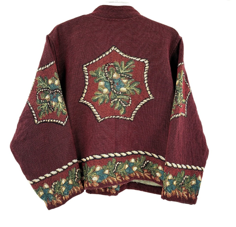Bob Timberlake Tapestry Jacket Embroidered Floral Holiday Christmas
