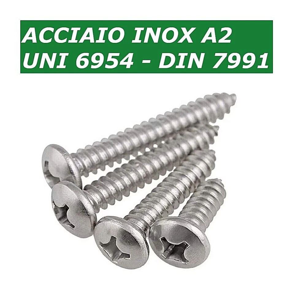 VITI IN ACCIAIO INOX AUTOFILETTANTI D.2,2 2,9 3,5 3,9 4,2 4,8 5,5mm TESTA CROCE - Immagine 4 di 4