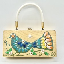 Enid Collins Bird In Hand Box Purse Collins Of Texas Jeweled Handbag Full Mirror