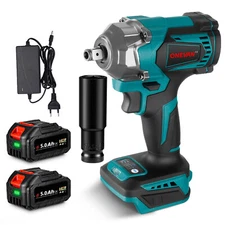 1200Nm Cordless Electric Impact Wrench 1/2'' High Power Driver 2 Li-ion Battery