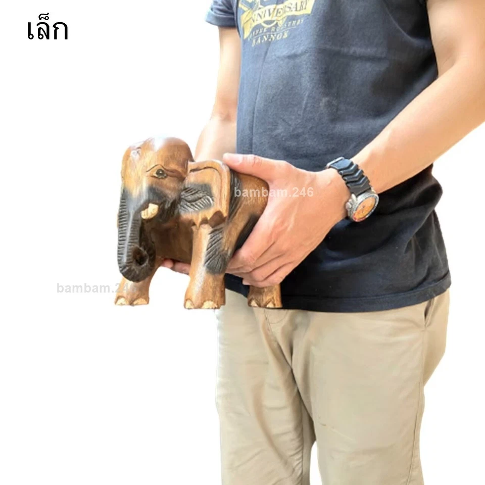 8 inch Carved Wooden Elephant Chair Elephant Stool Thai Handicraft Art Solid Woo - Image 3 of 4