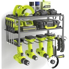 Tool Storage Wall Mount Hammer Drill Tool Rack for 4 Power Tools, 3 Levels To...