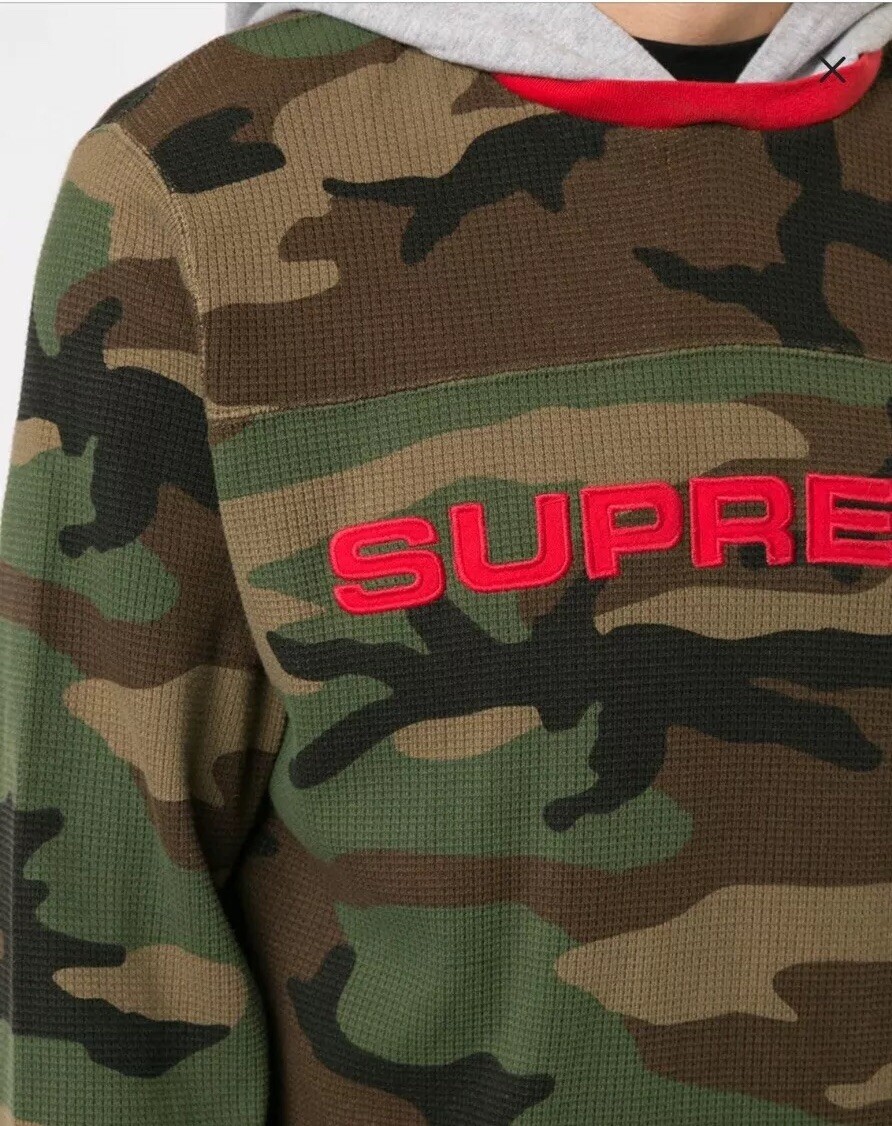 トップス Supreme Hooded Waffle Ringer camo Supreme Hooded Waffle Ringer Woodland Camo Men's - FW17 - US
