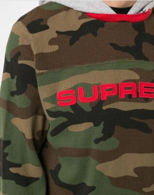 Supreme Hooded Waffle Ringer Woodland Camo FW17 NWT Sz M | eBay