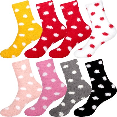 BambooMN Super Soft Warm Microfiber Cozy Fuzzy Polka Dot Socks - 3 Pairs
