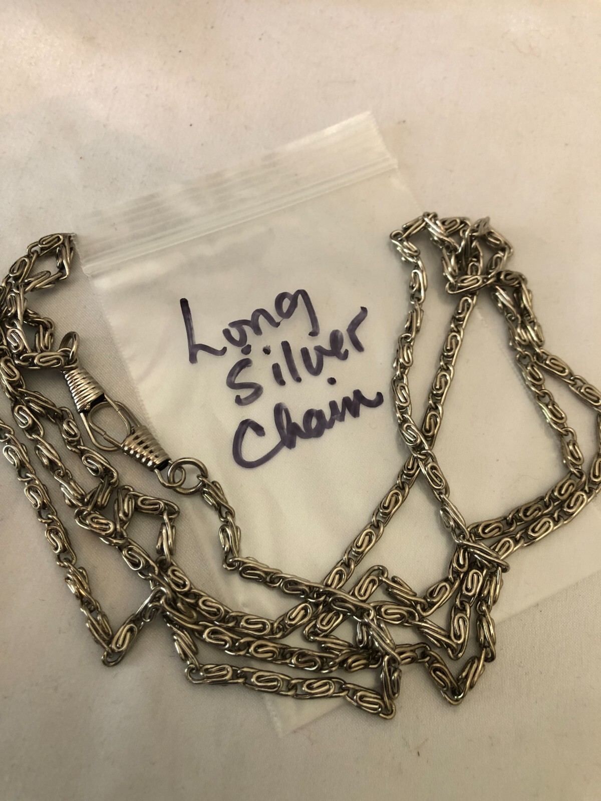 Vintage Two Layer Long Silver Chain Necklace - image 6