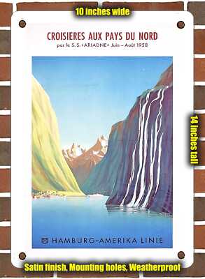Metal Sign - 1958 Northern Country Cruises by SS Ariadne Hamburg Amerika Linie