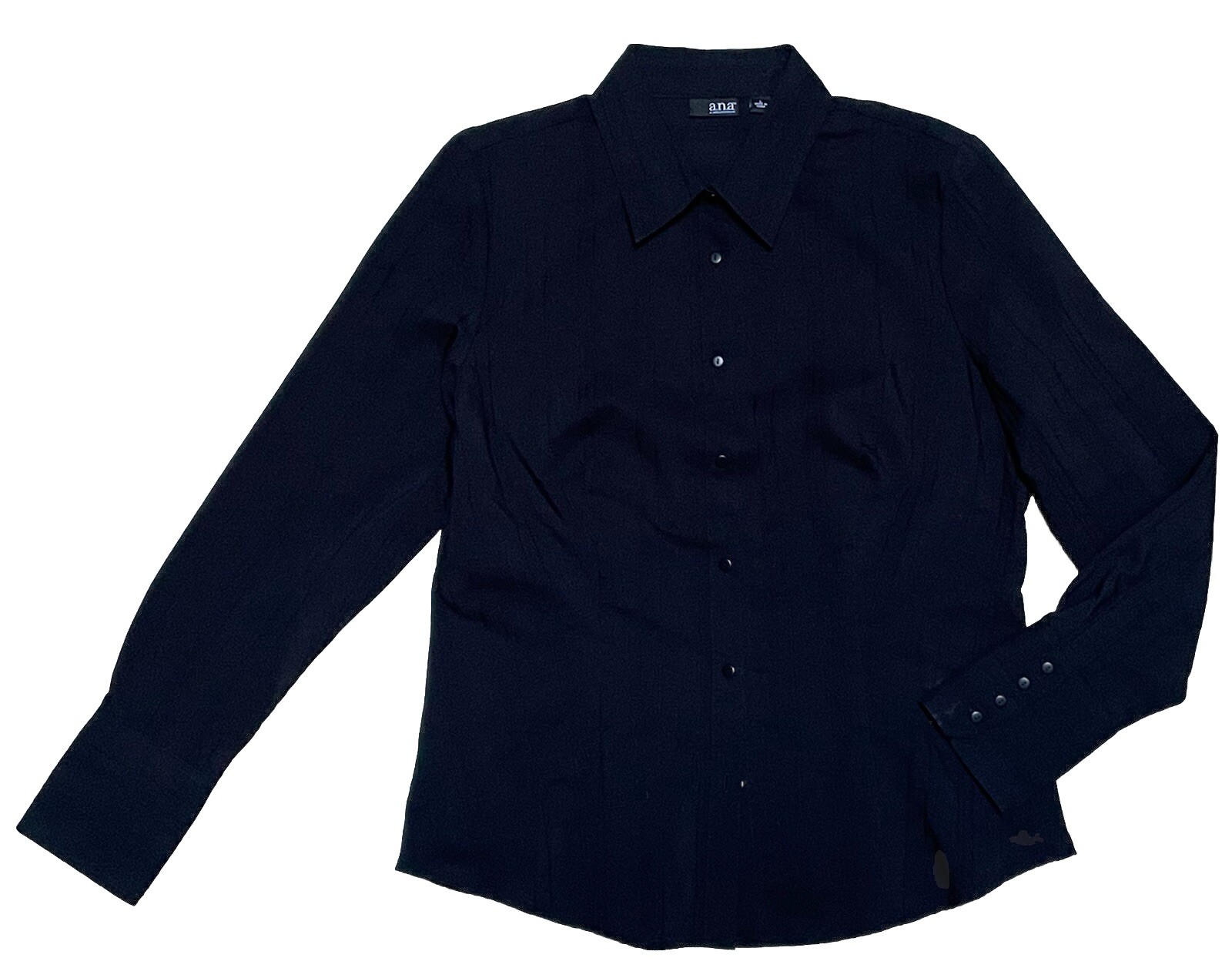 A.N.A. A New Approach Large L BLACK COTTON BLEND Button Front Shirt MUST HAVE!!