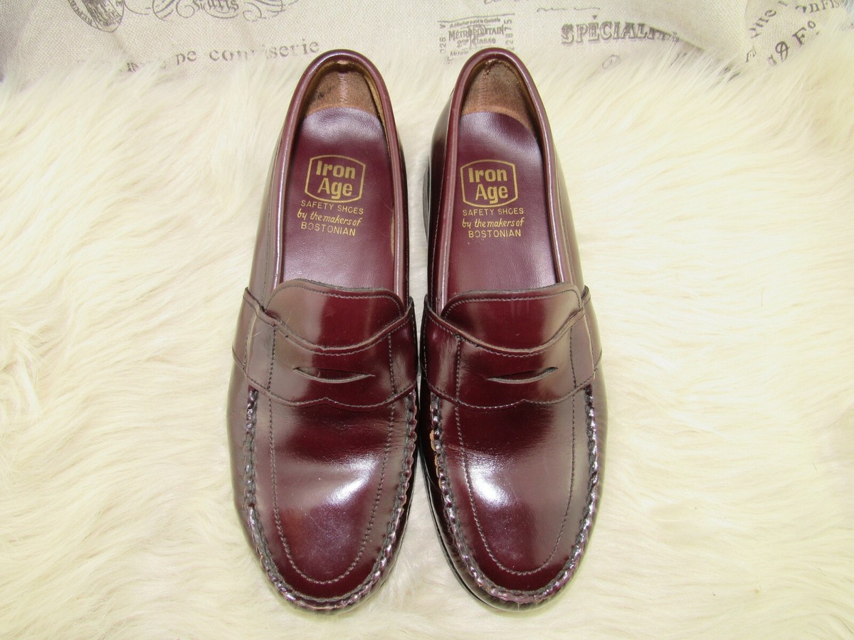 Iron Age Safety Shoes Men 12 B Oxblood Burgundy Leather Oxford Bostonian Makers Mens Bostonian Iron Age Burgundy Leather Steel Safety Toe  main image 2