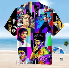 NEW! Bruce Lee Colorful Hawaiian Shirt Size S-5XL