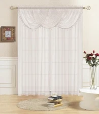 Kashi Home Lisa Sheer Rod Pocket Curtain Valance, Beige , One 36" x 35" Panel
