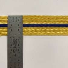 Rice Uniform Flat Braid- 1โ Gold With Thin Royal Stripe - 72 Yards- Made In USA