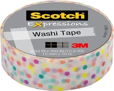 Scotch Expressions Washi Tape Fun Dot, 0.59"x393" (10.91 yds) C314-P47 ~ New ~