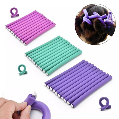 12 Pack Bendy Foam Hair Rollers - Soft Sleep-In Curlers For Beach Waves & Twists