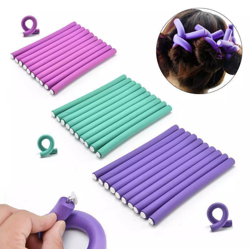 12 Bendy Hair Rollers Foam Curler Soft Sleep In Twists Curls Beach Waves Styling - Picture 2 of 9