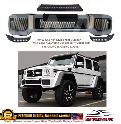 G63 Front Bumper + 2 Lower Lip Led + Upper G500 G55 G550 G-Wagon 6x6 4x4 Brabus