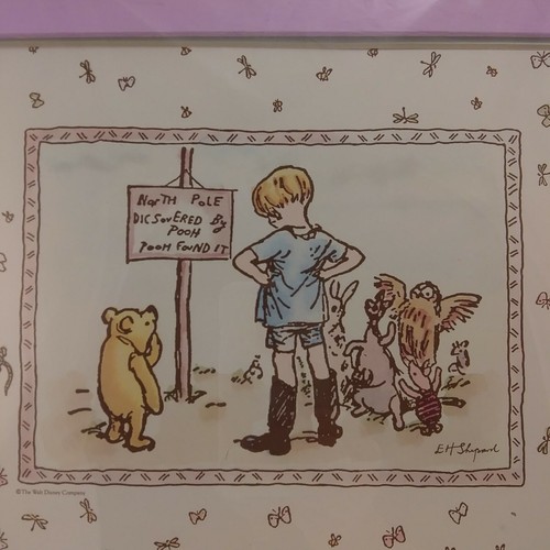 WINNIE THE POOH PRINT POOH DISCOVERS NORTH POLE FRAME 16.5X12.5 eBay