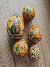 Alte sakrale religiöse Holz Eier Jesus und Maria ,Hl. Familie ,Ostereier 