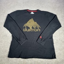 Burton Snowboards Shirt Mens L Black Thermal Knit Long Sleeve Logo Graphic