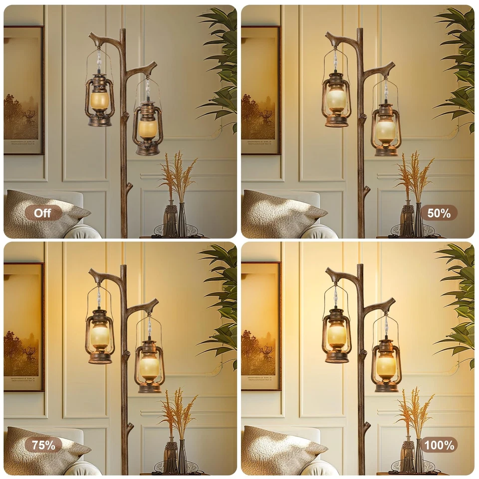 68" Rustic Farmhouse Tree Trunk Floor Lamp Country Brown Finish Wood Vintage ... - Image 3 of 4