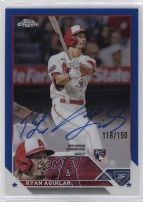 2023 Topps Chrome Rookie Blue Refractor 118/150 Ryan Aguilar #RA-RA Auto RC ku9