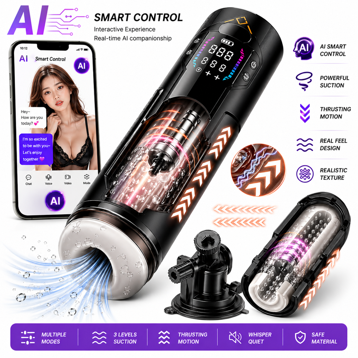 Automatic Male Sucking Masturbaters Cup HandsFree Thrusting Stroker Men Sex  Toys | eBay