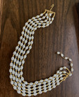 Vintage Choker Necklace Light Blue Beads Gold Tone Spacers  # 73 — photo 2