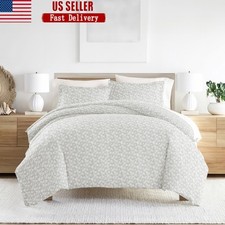 Gray Wheatfield Duvet Cover Set 3-Piece Soft Microfiber Hypoallergenic Bedding