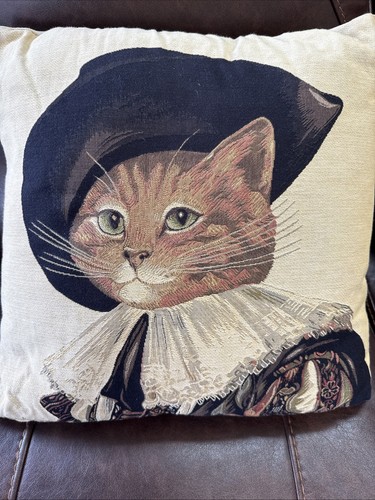 Susan Herbert Set Of 3 Vtg Cat pillows Tapestry Henry VIII Lady Anne D’ Artagnan - Picture 6 of 8