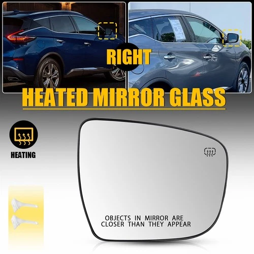 Mirror Glass Heated Right RH For 14-20 Nissan Rogue Pathfinder 15-23 Murano H