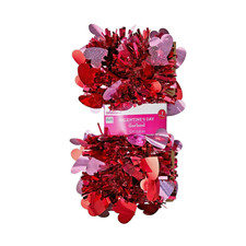 Way to Celebrate Valentine's Day or Any Holiday Hearts Red Tinsel Garland 12 ft