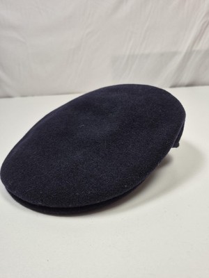 VTG Kangol Hat Flat Cap Fitted Mens L Navy Wool 504 Felt Lined Thermal Winter