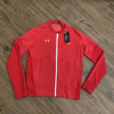 Under Armour Qualifier Red Zip Up Knit Warm-up Jacket 1327444 600 Womens Small S